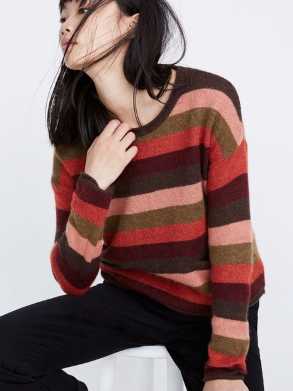 Madewell Chelsea Pocket Pullover Sweater Striped Alpaca Sz XXS - Picture 10 of 10